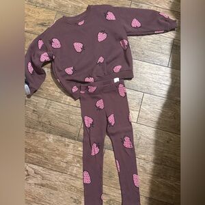 Zara set Strawberry Print  - Pink and Brown